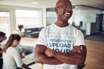 T-Shirt Design Creator Featuring a Smiling Man with Glasses and Crossed Arms