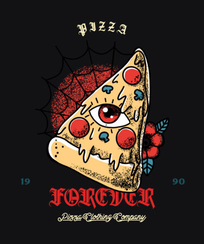 T-Shirt Design Creator Featuring a Pizza with a Secret Society Eye 2629g