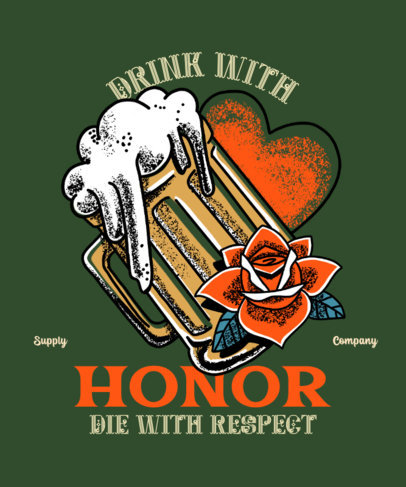 T-Shirt Design Template Featuring a Beer with Spilling Foam 2629h