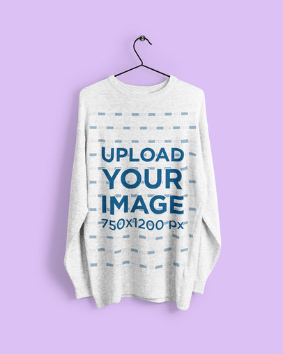 Mockup of a Heather Sweatshirt on a Metal Hanger