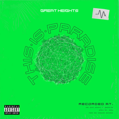 Album Cover Design Template with a Sound Wave Graphic for a Punk Rock Band