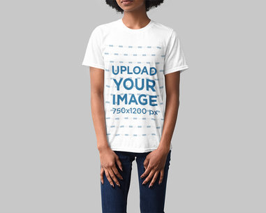 Studio Mockup of a Woman Wearing a Loose T-Shirt 4859-el1