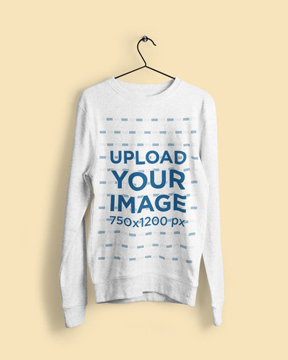 Mockup of a Customizable Heathered Sweatshirt on a Hanger 