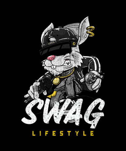 T-Shirt Design Maker Featuring Hip-Hop Style Animal Characters
