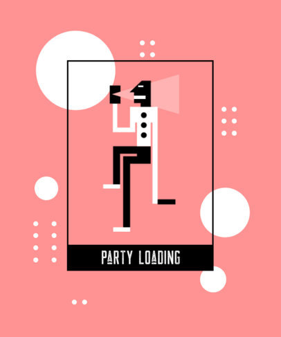 T-Shirt Design Template Featuring an Abstract Illustration of a Dancing Man