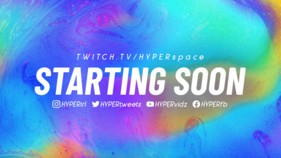 Overlay Design Template For a Starting Soon Screen With a Colorful Liquid Background 2670h