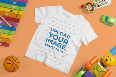 Mockup of a Kids' T-Shirt Surrounded by Toys