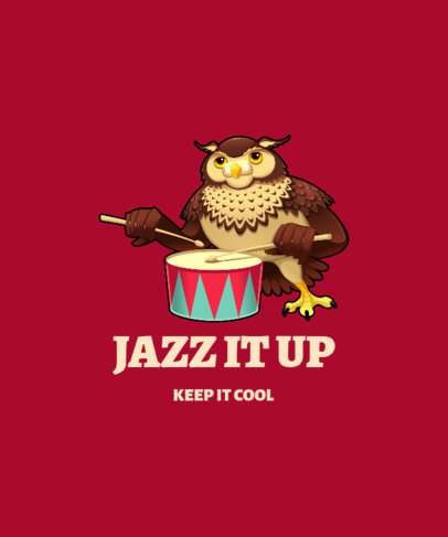 Illustrated T-Shirt Design Maker Featuring an Owl with Drumsticks