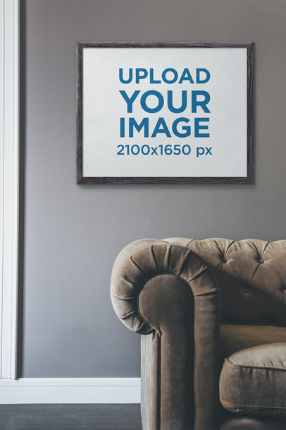 Mockup of an Art Print Placed in a Living Room