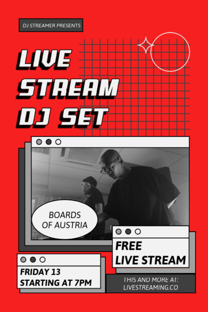 Poster Design Creator for a DJ Live Stream Featuring Retro Computer Tabs 1886a-el1