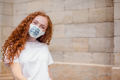 Face Mask Mockup of a Woman Smiling