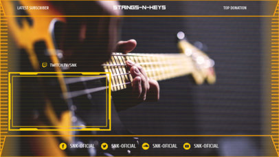 Twitch Overlay Template for a Music Channel with a Simple Webcam Frame Layout