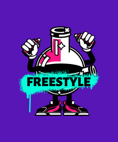 T-Shirt Design Maker Featuring a Cartoon Character Holding Graffiti Paint Cans 