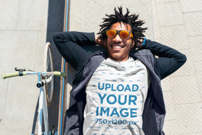T-Shirt Mockup of a Man with Sunglasses Chill-axing in the Street 38086-r-el2