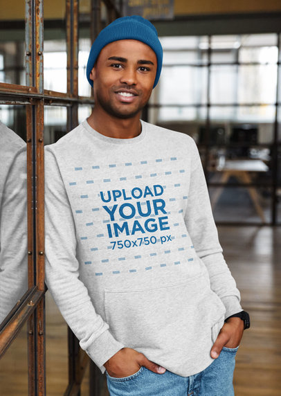 Mockup of a Man Posing with a Heather Sweatshirt 