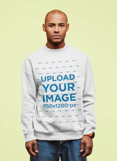 Sweatshirt Mockup of a Man Standing Against a Colored Backdrop