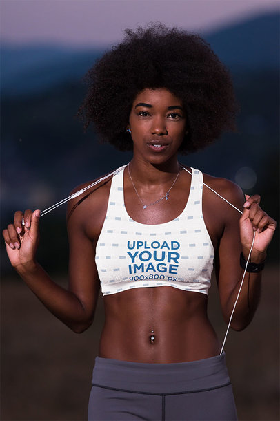 Sports Bra Mockup Featuring a Fit Woman at Dusk 38503-r-el2
