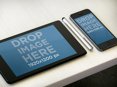 Multistage Apple iPhone 5s Black Portrait Vs Google Nexus 7 Black Landscape On Light Desk