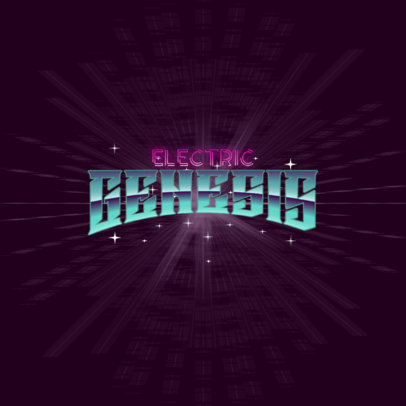80s-Styled Logo Template Featuring a Metal Chrome Text Effect 3395b
