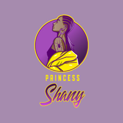 Illustrated Logo Template with a Female Musician Character