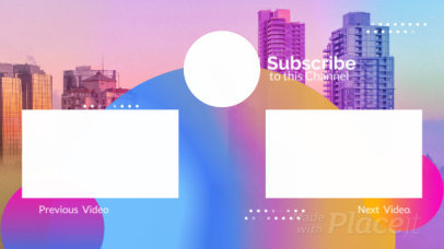 Animated YouTube End Screen Video Maker with Colorful Shapes and a City Landscape 434-el1