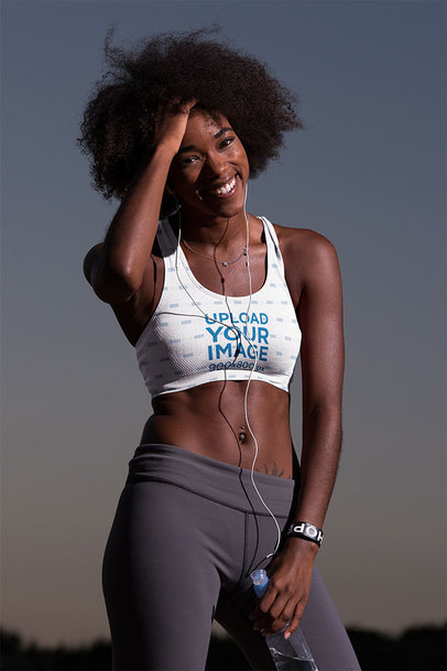 Sports Bra Mockup of a Woman Having Fun While Exercising