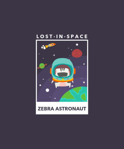 T-Shirt Design Template Featuring Animals in Space