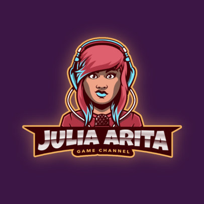 Logo Generator Featuring a Female Gamer with Colorful Hair