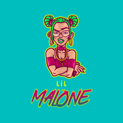 Logo Template for a Gaming Squad Featuring a Female Rapper with a Tough Look 3406g