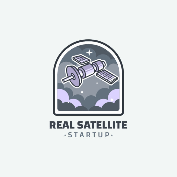 Startup Logo Template Featuring a Satellite Illustration 