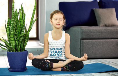 Tank Top Mockup of a Girl Meditating at Home 