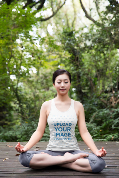 Tank Top Mockup of a Woman Sitting in Lotus Position 38732-r-el2