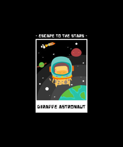 T-Shirt Design Featuring a Giraffe with an Astronaut Helmet