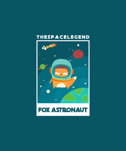 Space T-Shirt Design with a Fox Floating in Space