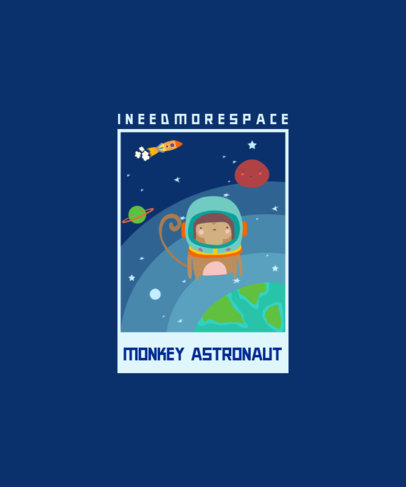 T-Shirt Design with the Illustration of a Monkey in Space