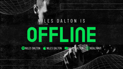 Twitch Offline Banner Maker Featuring a Dark Layout for a Musician's Channel