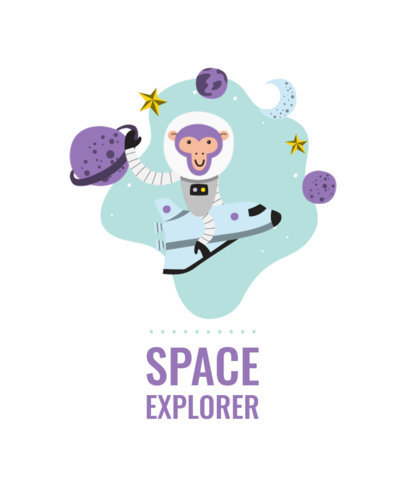 T-Shirt Design Template with Funny Monkey Astronauts