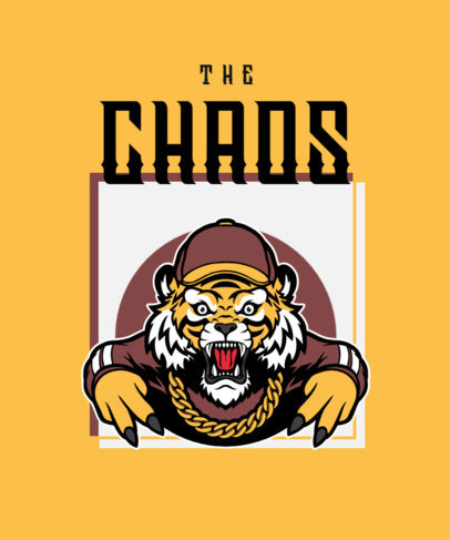 Hip Hop T-Shirt Design Template with an Urban-Style Tiger Character
