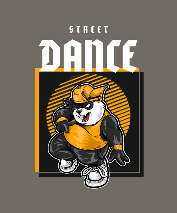 Placeit - Illustrated T-Shirt Design Maker Featuring a Street Dancer Panda