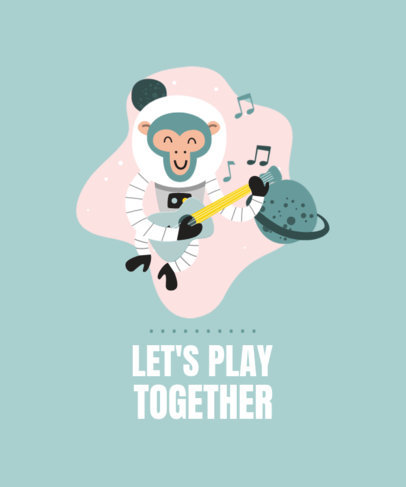 T-Shirt Design Maker Featuring an Astronaut Monkey Playing Guitar
