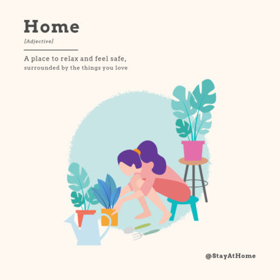 Illustrated Social Media Post Maker with Home Activities Suggestions