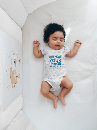 Onesie Mockup of a Baby Girl Sleeping in Her Crib 35482-r-el2