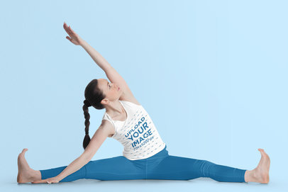 Mockup of a Woman Wearing a Tank Top While Stretching at a Studio