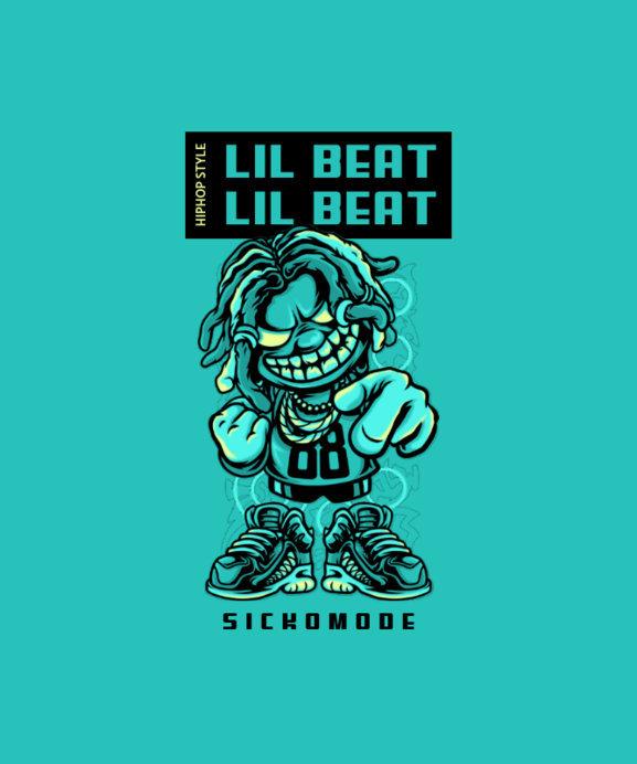Placeit - T-Shirt Design Featuring a Cool Rapper Character with an Evil ...