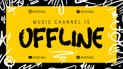 Twitch Offline Banner Maker with Graffiti Sketches for a Music Channel