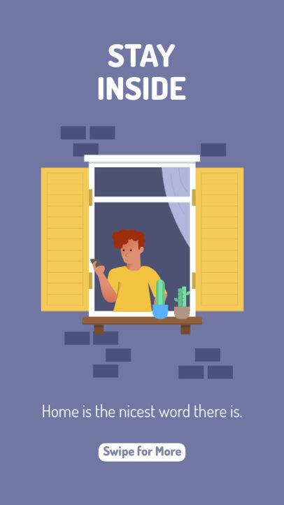 Illustrated Instagram Story Template Featuring a Man at Home