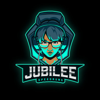 Logo Template for a Gaming Channel Featuring a Female Character Graphic
