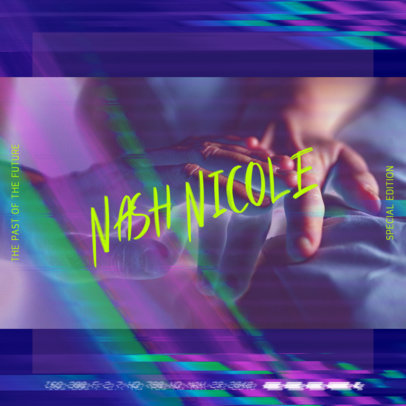 Album Cover Template Featuring Neon Lights 