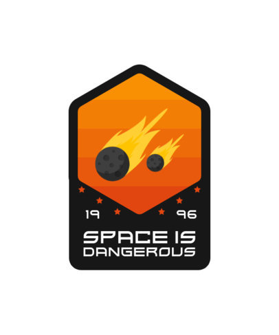 T-Shirt Design Template with an Emblem Featuring Meteors