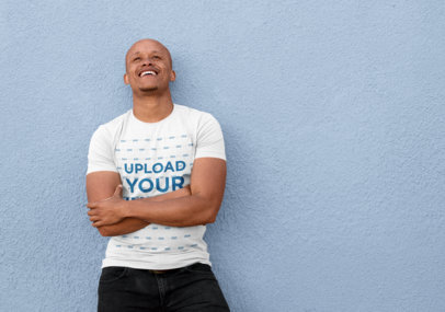 Crew Neck T-Shirt Mockup of a Man Laughing 